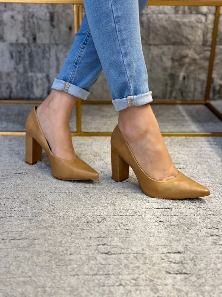 Sandalia Lara Salto Grosso Scarpin Palha Scarpin Salto Bloco Lara