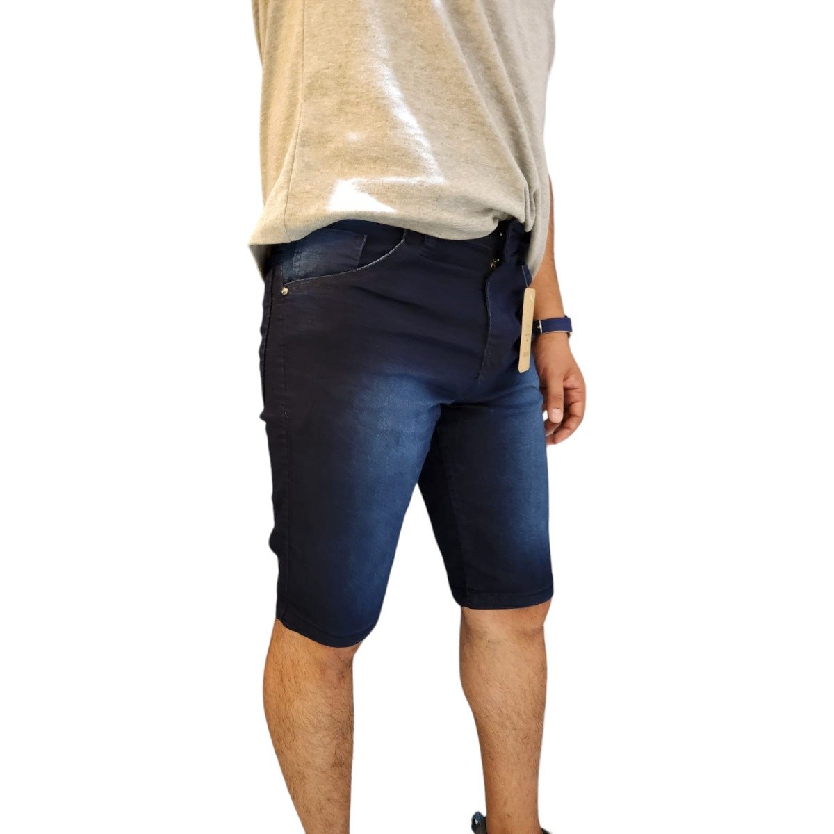 Bermuda Jeans Masculina com Elastano