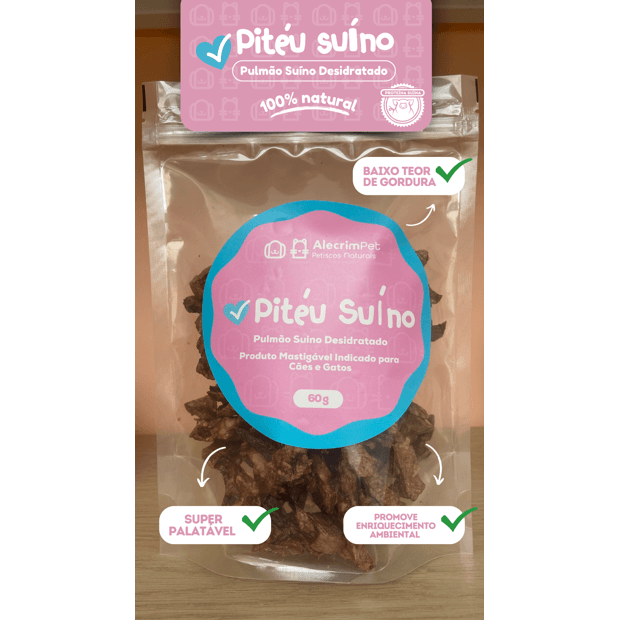 PITEU SUÍNO - PETISCO NATURAL PULMÃO SUÍNO ALECRIMPET | Miau Pet