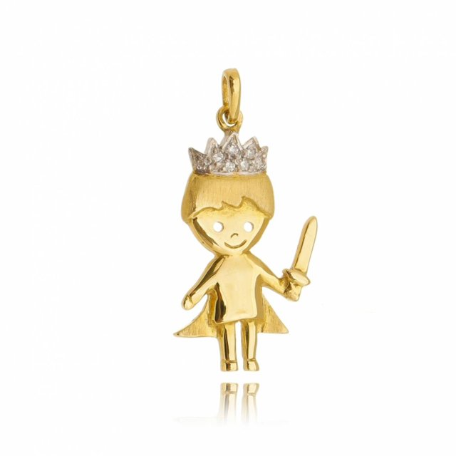 Pingente de Ouro 18K Menino Prince com Diamantes