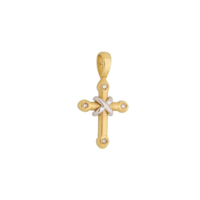 Pingente de Ouro 18K Crucifixo com Diamantes