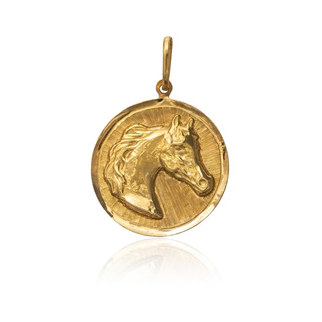 Pingente de Ouro 18K Medalha de Cavalo