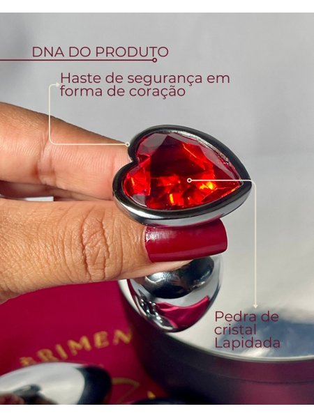 PLUG ANAL EM AO COM PEDRA CORAO P - 7X2,8cm | Exprimenter PLUG ANAL EM AO COM PEDRA CORAO P - 7X2,8cm | Exprimenter