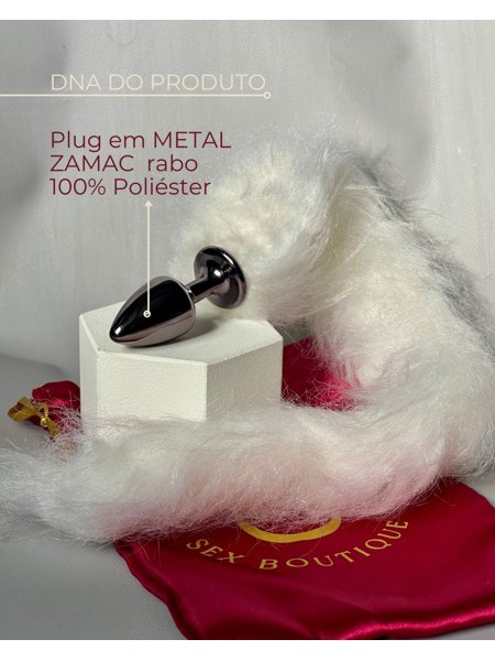 PLUG ANAL COM CALDA LONGA BRANCA | Exprimenter