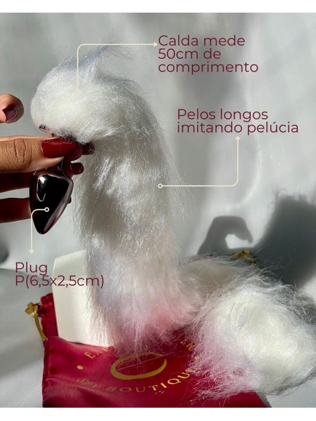 PLUG ANAL COM CALDA LONGA BRANCA | Exprimenter PLUG ANAL COM CALDA LONGA BRANCA | Exprimenter
