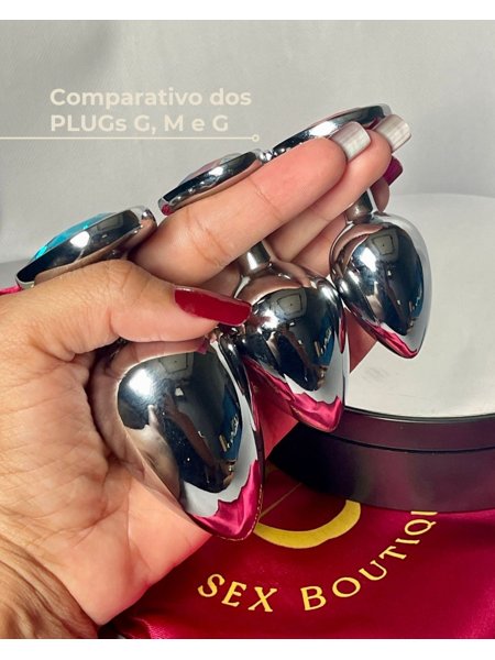 PLUG ANAL DE AO INOX COM PEDRA SIMPLES M - 8X3,4cm | Exprimenter