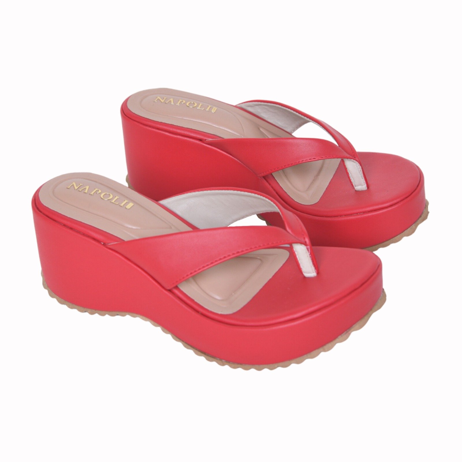 Anabela Plataforma Vermelho Plataforma Salto Alto Sandalia