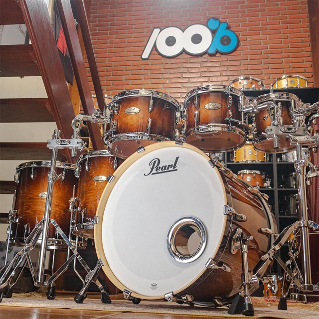 Bateria Pearl Session Studio Select 22/08/10/12/14/16 Birch / Mahogany Gloss Barnwood Brown Seminova Impecável