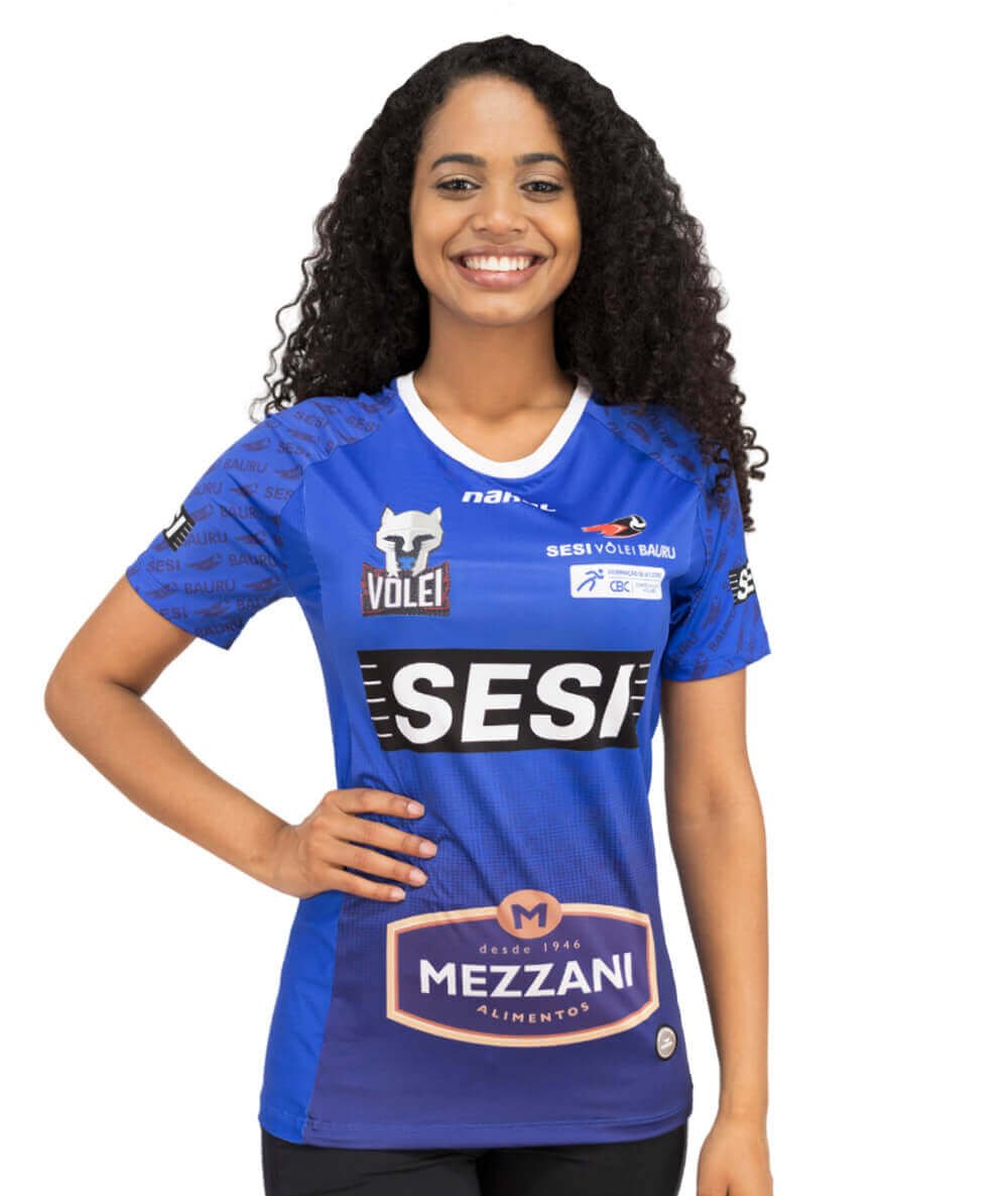 Camisa de Vôlei do Sesi Bauru 2022/23 Azul - Feminina I Saque Viagem |  Saque Viagem