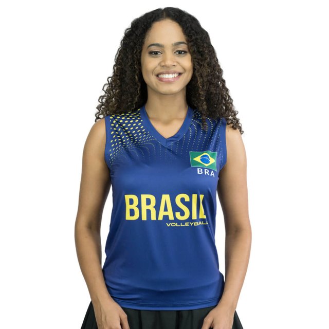 Camisa de Vôlei Brasil 2023/24 Azul Feminina I Saque Viagem