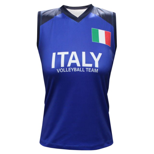Camisa de Vôlei Itália Minimalista Azul Feminina