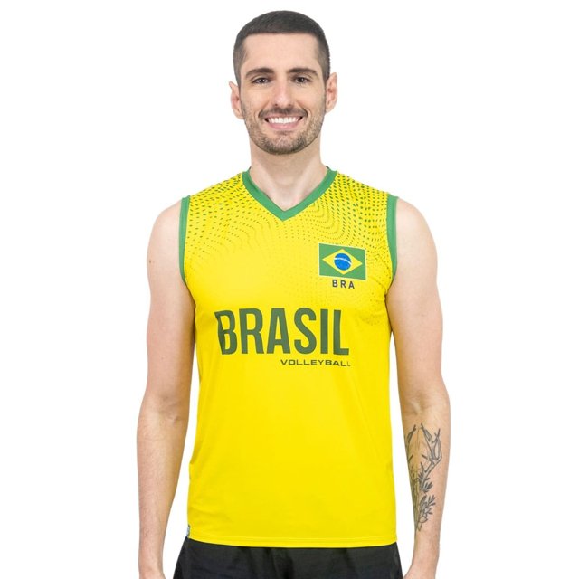 Camisa de Vôlei Brasil 2021/22 Amarela - S/Nº - Masculina