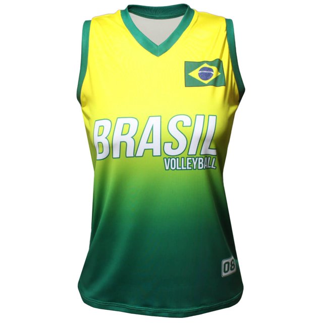 Camisa de Vôlei Brasil Retrô Amarelo 2008 - Feminina