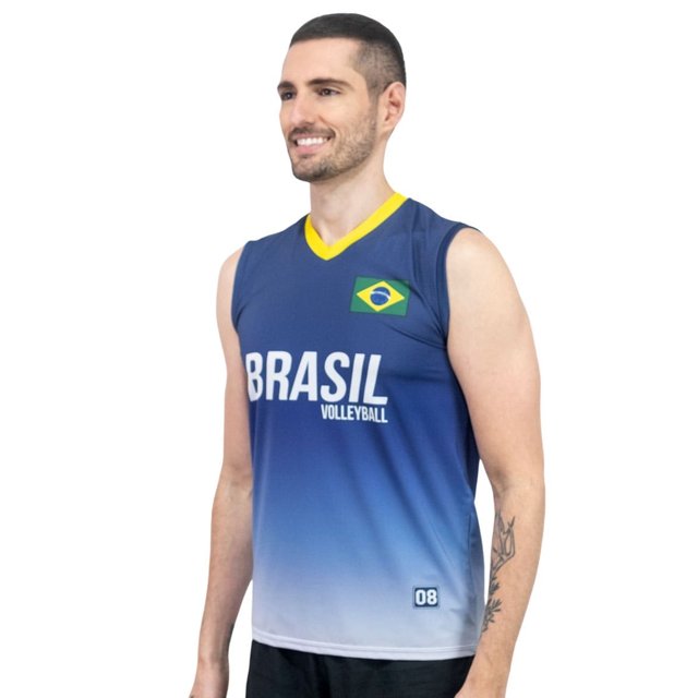 Camisa de Vôlei Brasil Retrô Azul 2008 - Masculina