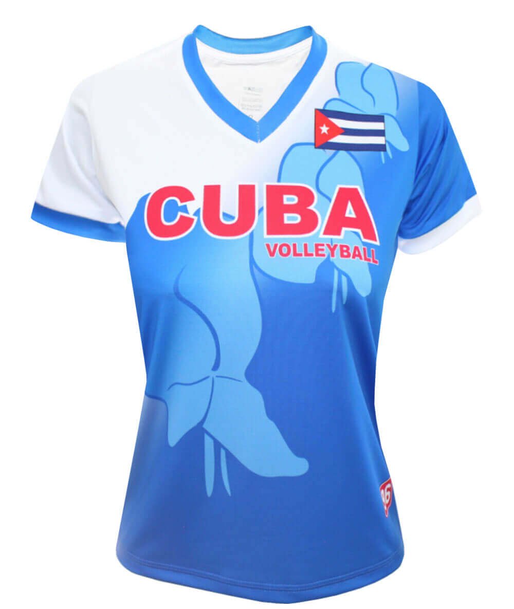 Camisa de Vôlei Cuba Retrô 1996 Atlanta Azul - Feminina