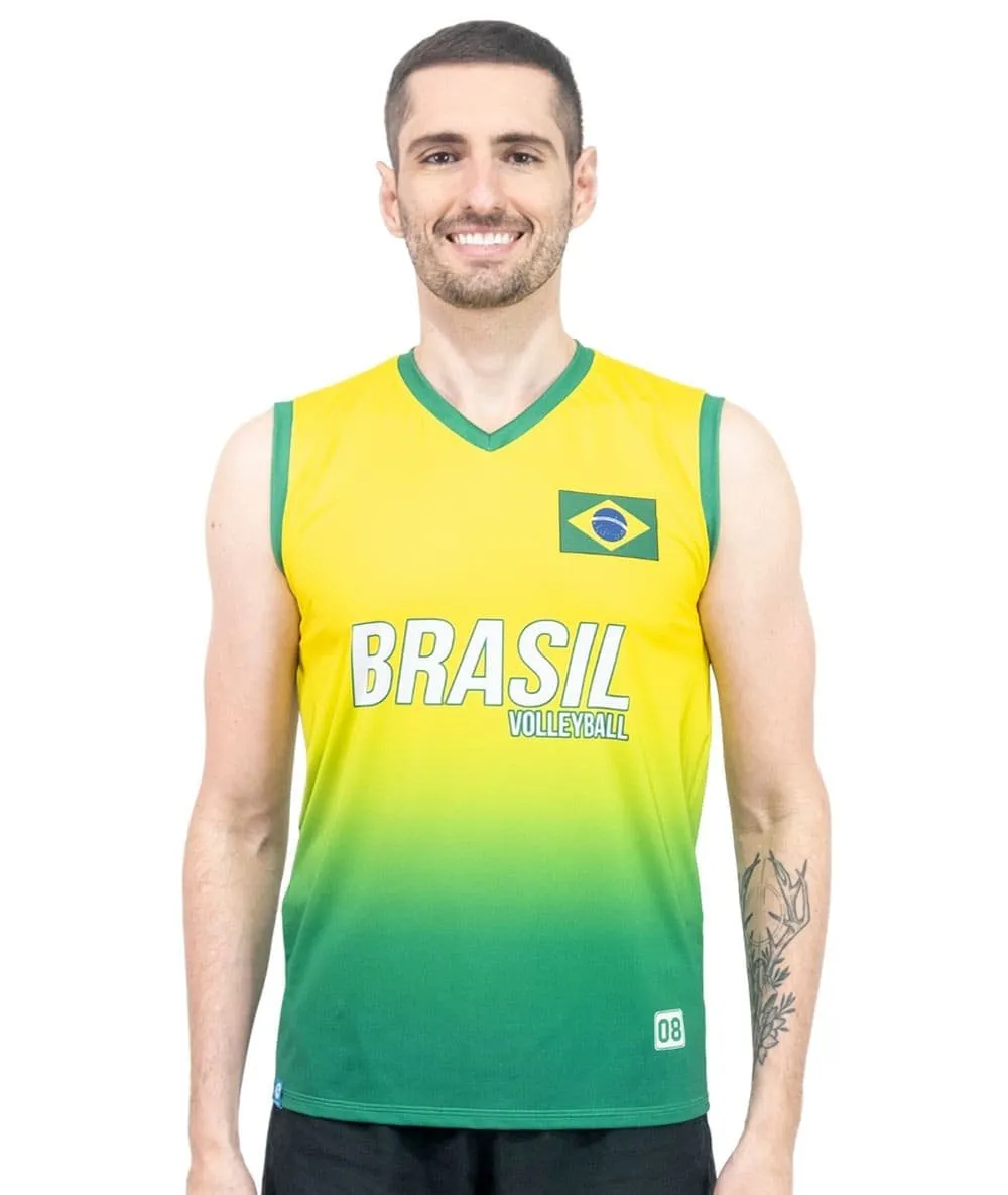 Camisa de Vôlei Brasil Retrô Amarelo 2008 - Masculina