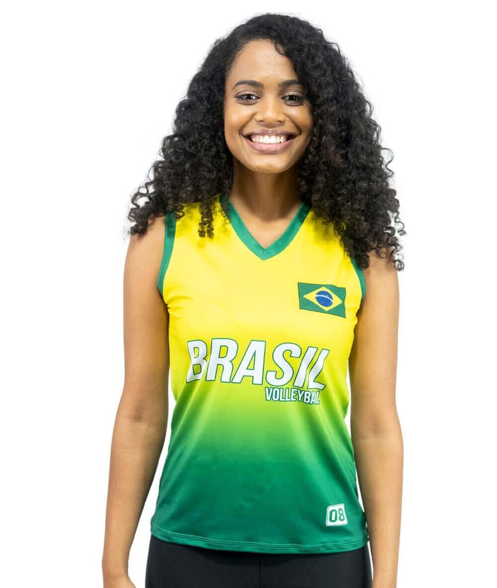 Camisa de Vôlei Brasil Retrô Amarelo 2008 - Feminina