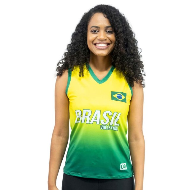 Camisa de Vôlei Brasil Retrô Amarelo 2008 - Feminina