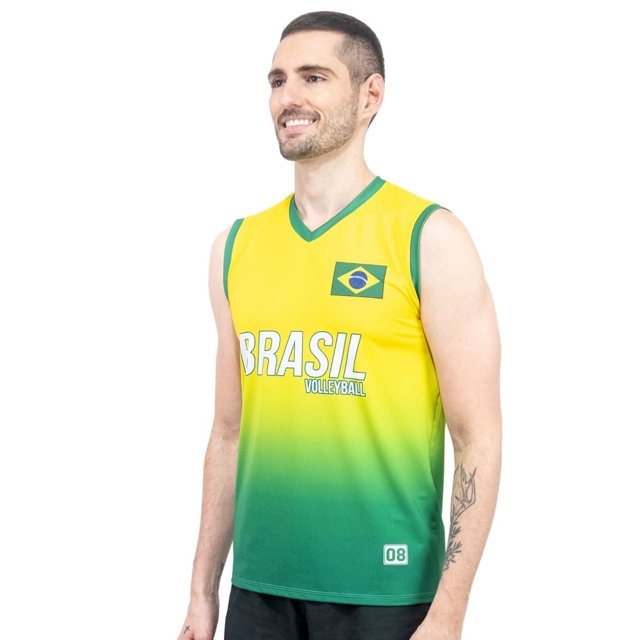 Camisa de Vôlei Brasil Retrô Amarelo 2008 - Masculina