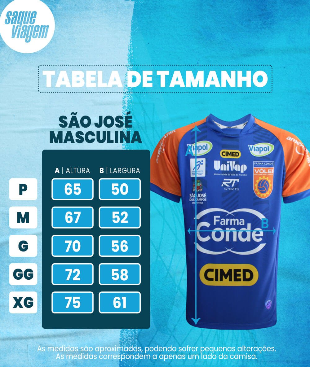 Camisa de Vôlei São José 2023/24 Azul e Laranja - Masculina