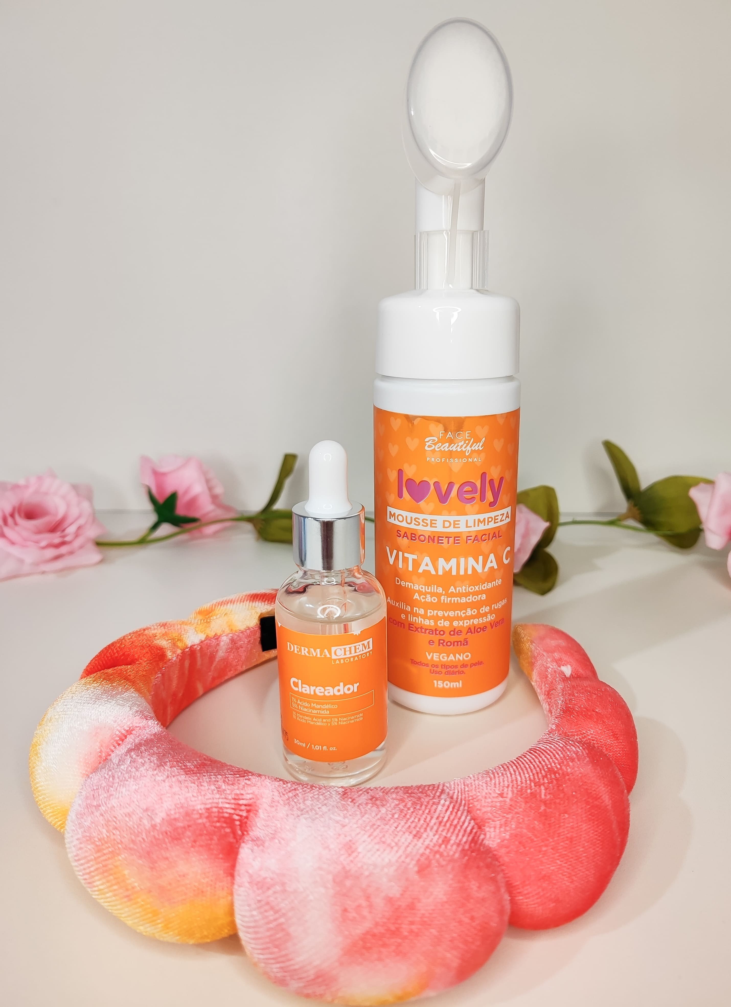 Kit Skincare Iluminador Sabonete Mousse Vitamina C+ Sérum