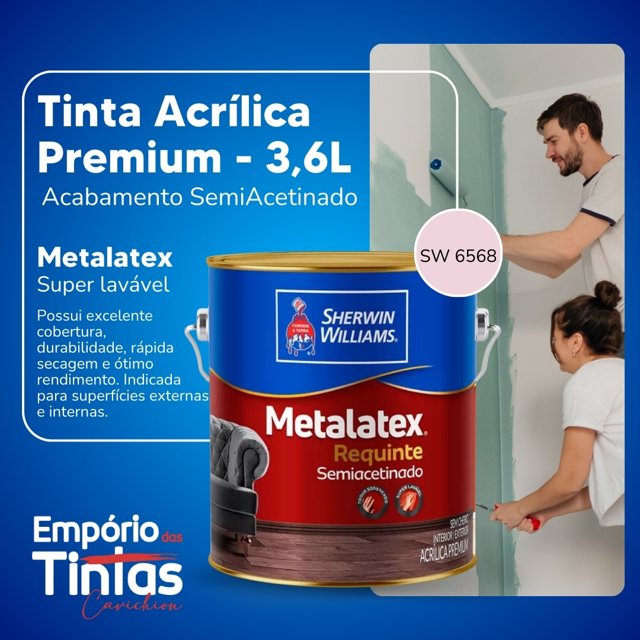 Tinta Acrílica Metalatex Premium Lighthearted Pink Requinte Semi Acetinado 3,6L Super Lavável 