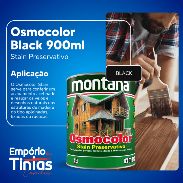 Osmocolor Stain Black 900ml Montana Química 