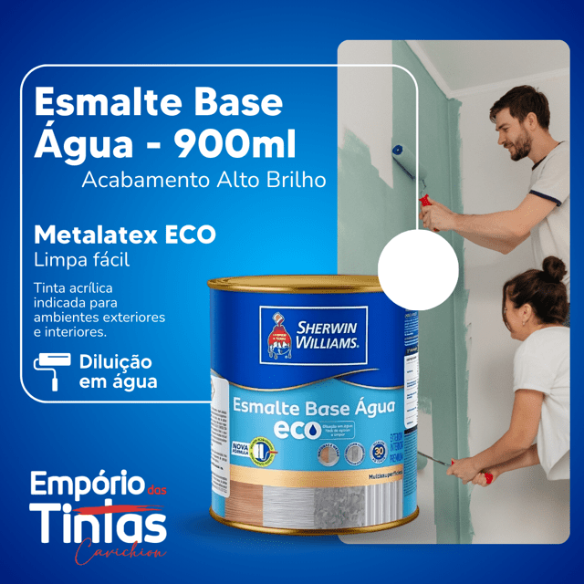 Tinta Esmalte Metalatex Eco Base D'água Alto Brilho Branco 900ml ...