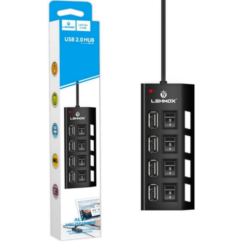 Hub USB Extensor 4 Portas 2.0 com Interruptor Lehmox - LEY-21 | INOVAX ...