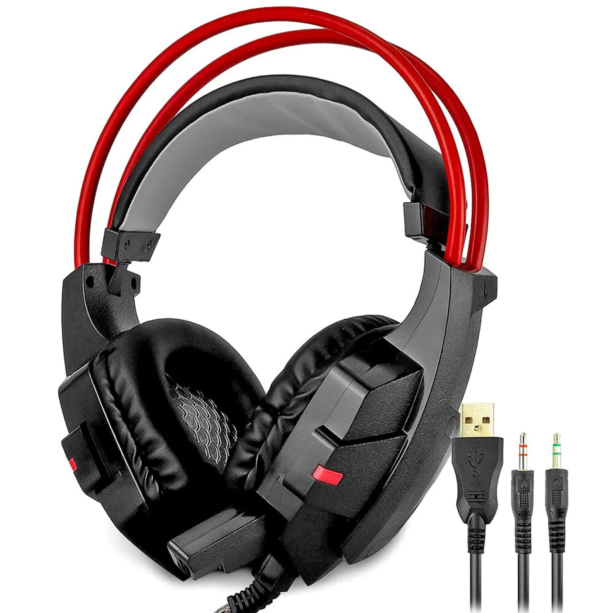 Headset Gamer Com Microfone Luz LED Colorido Cabo Reforçado Revestido ...