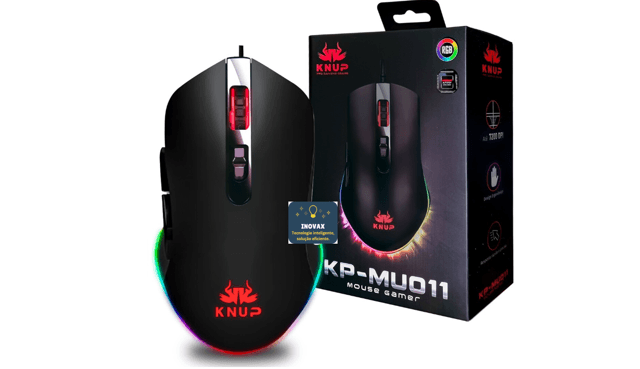 Mouse Gamer LED com 7 Botões USB 7200 DPI KNUP - KP-MU011 | INOVAX SOLUTION