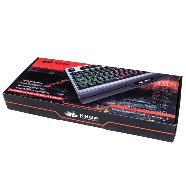 Teclado Gamer Semi Mecânico Pro Metal Português Luz Led RGB KNUP - KP ...