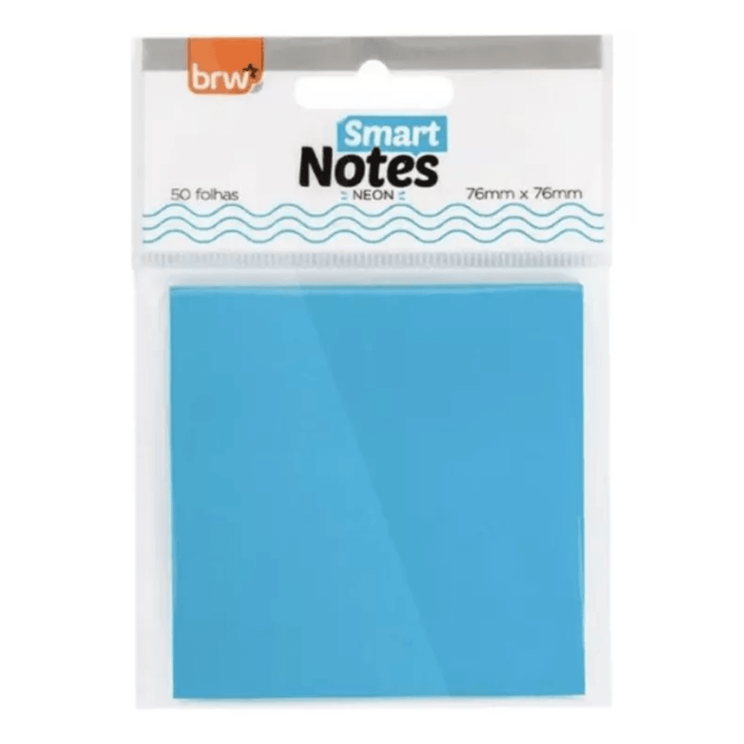 Bloco de Notas Adesivas Azul Neon - 1 Bloco 50F - BRW | @Mimosstori