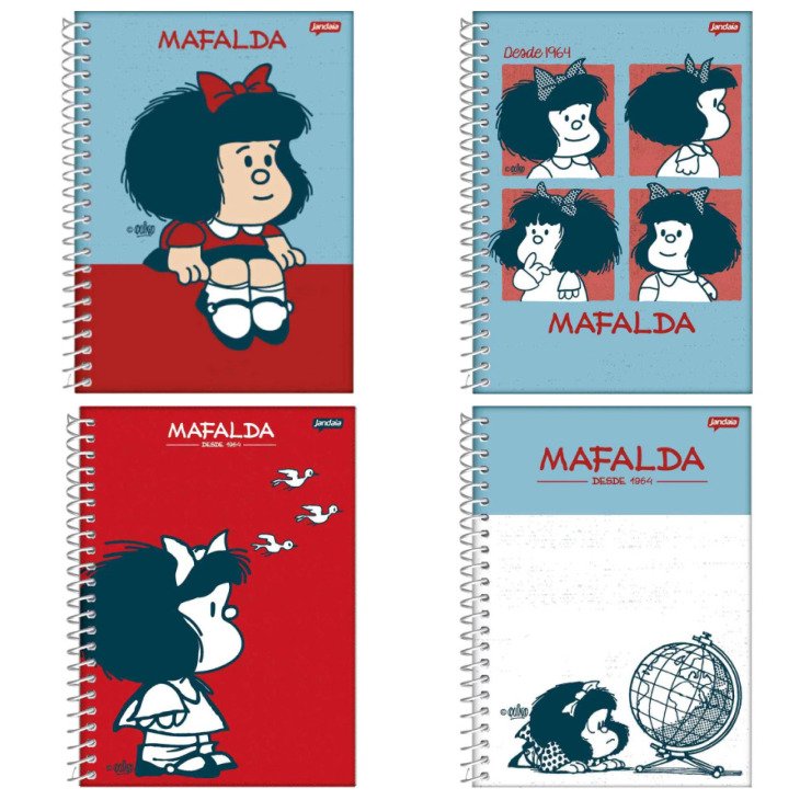 Caderno Colegial Espiral Mafalda 10 Matérias 160 Fls - Jandaia
