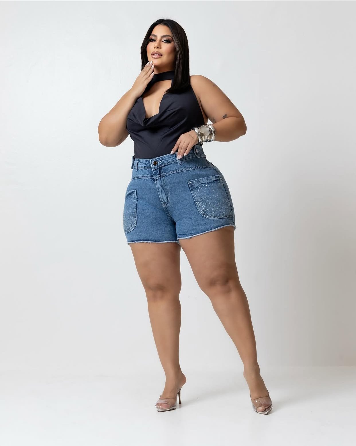 Short Jeans Shine 135 | Mayra's Modas Plus Size