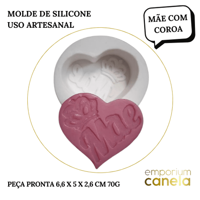 Molde de Silicone - Coração Mãe Com Coroa S-1076