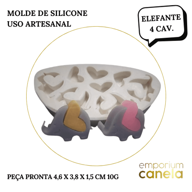 Molde de Silicone - Elefante 4 Cavidades (encaixe) S-1488