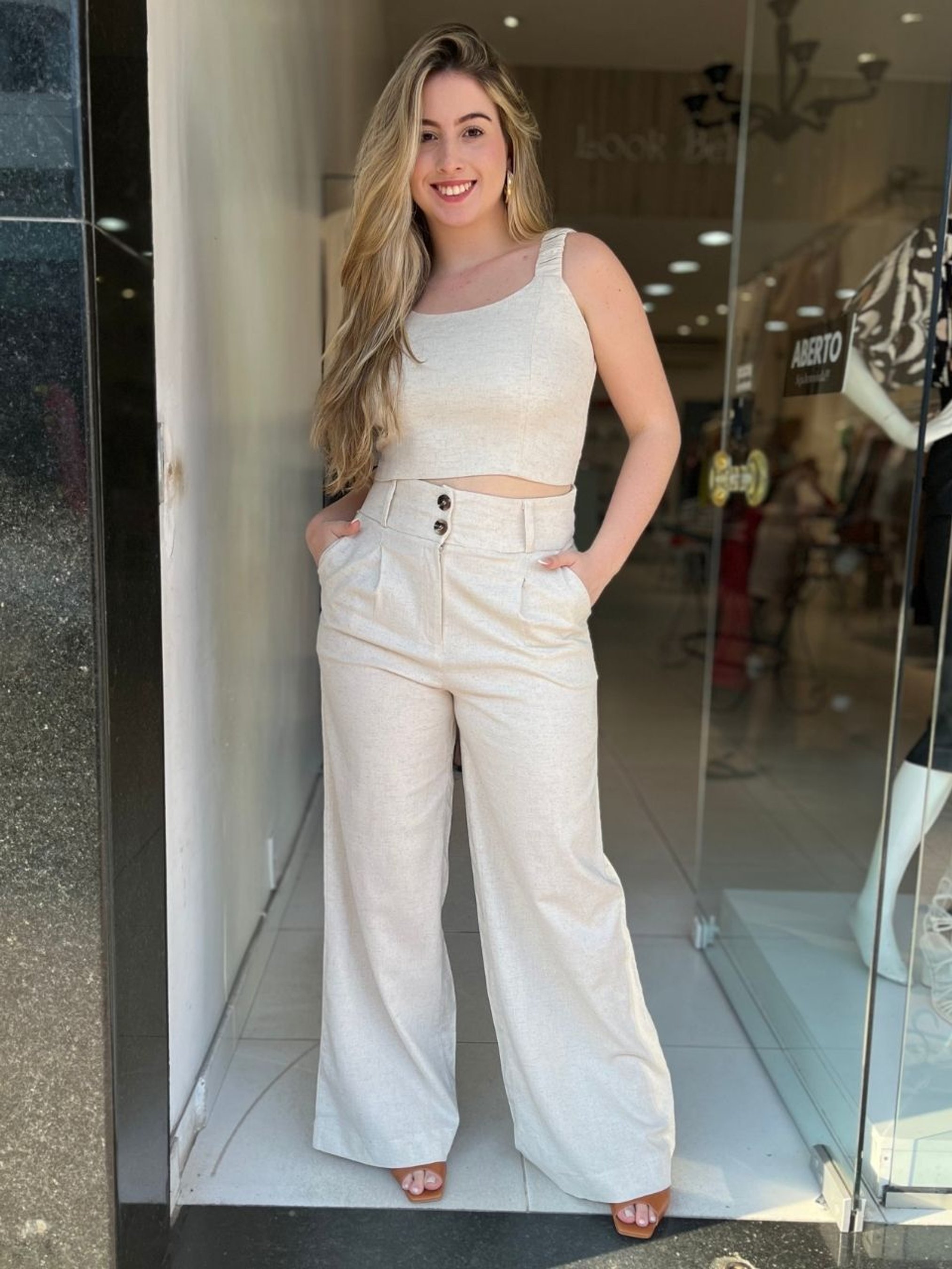 Linho Calça Larga Branca Calça Clochard Larga Calça Clochard