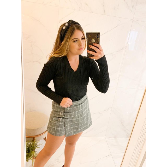 short saia xadrez