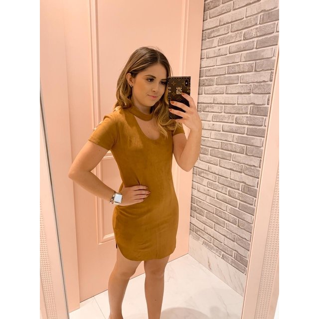 vestido suede caramelo
