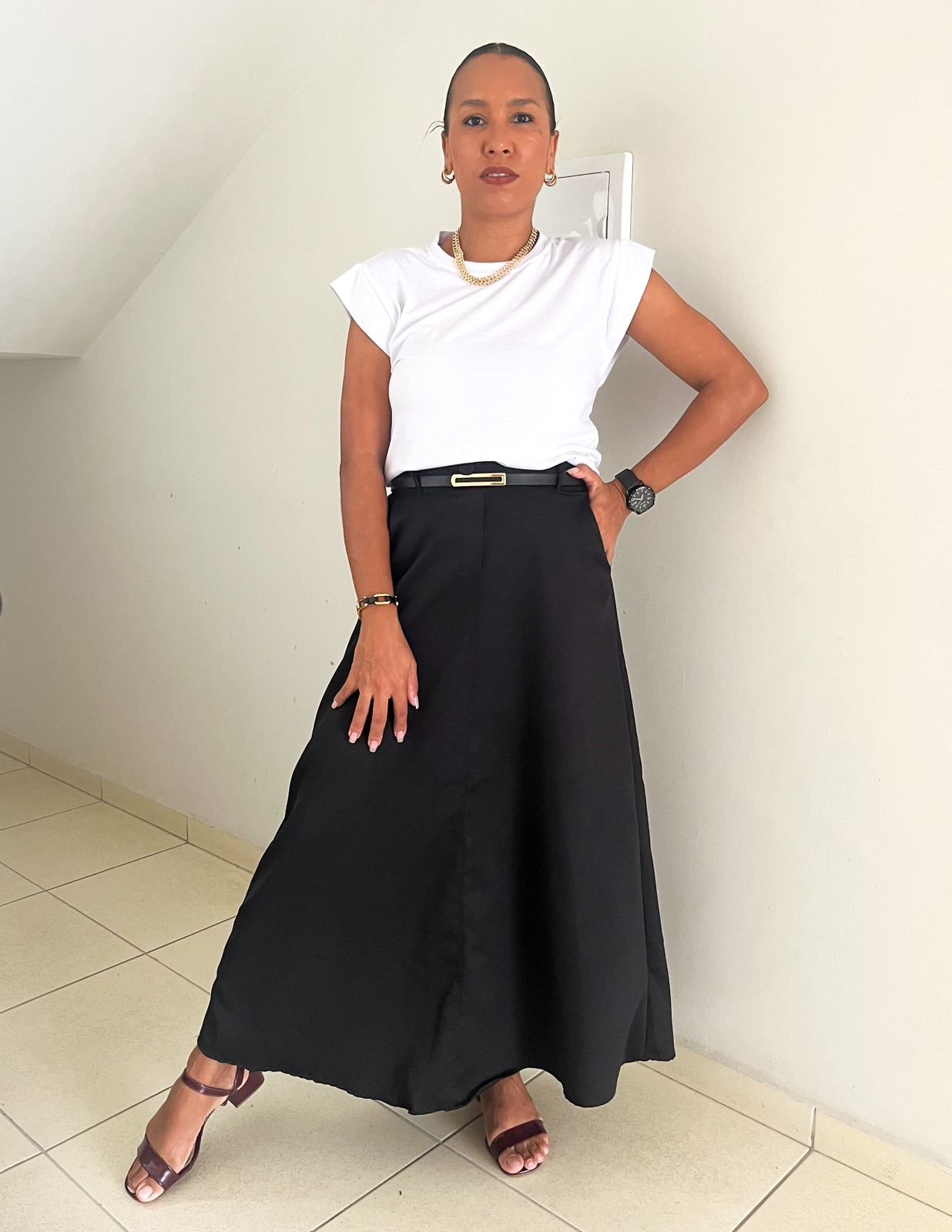 Saia Jeans Longa Saia Preta Longa Cintura Alta Saia Longa Feminina