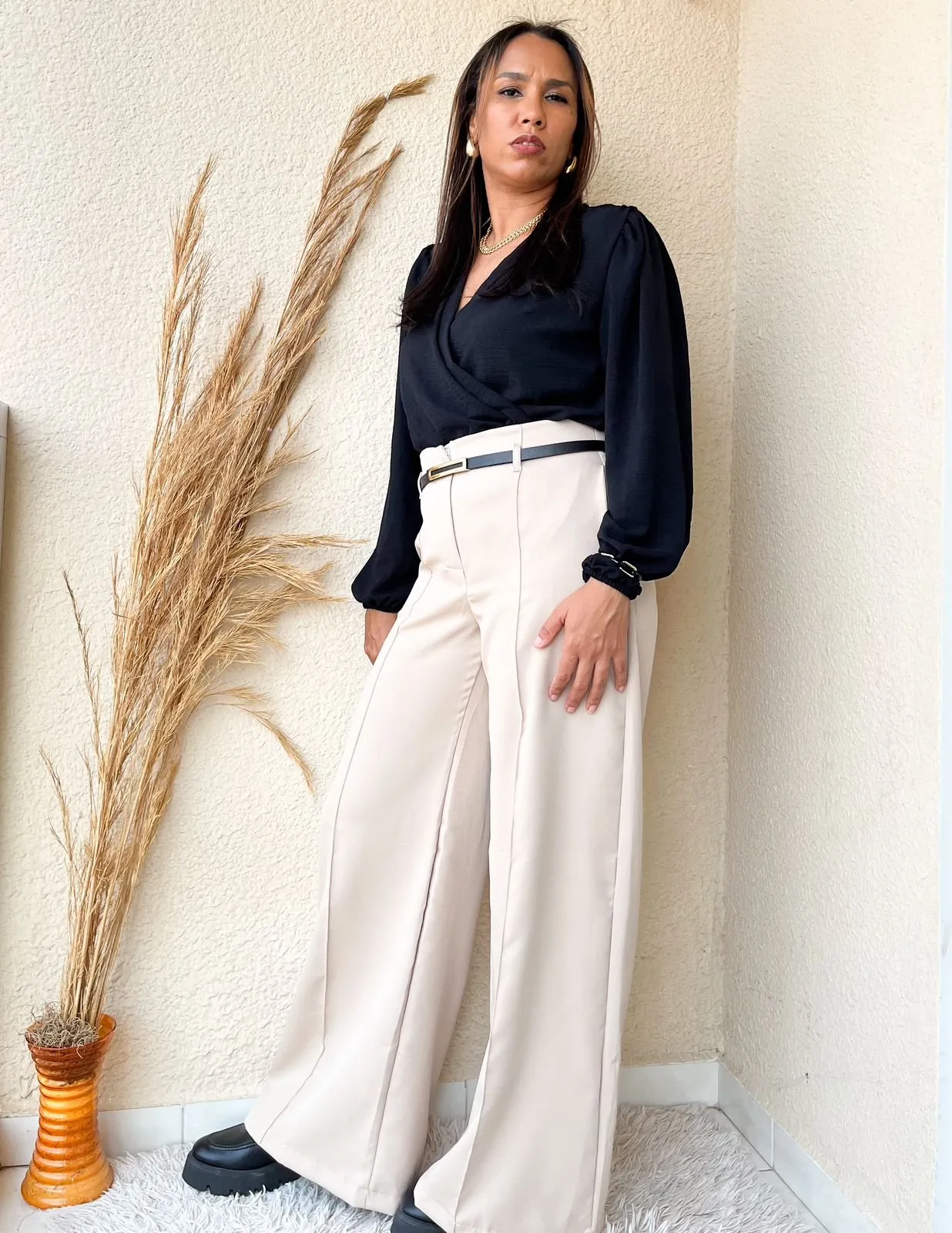 Calça Alfaiataria Feminina Calça Caqui Feminina Calça Pantalona