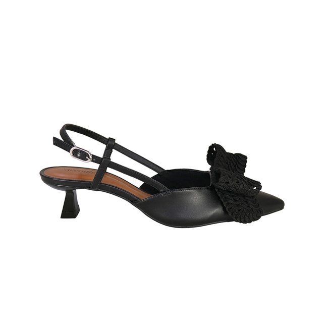 Kitten Heels Penelope com Laço Tramado Salto Baixo Valentina Flats
