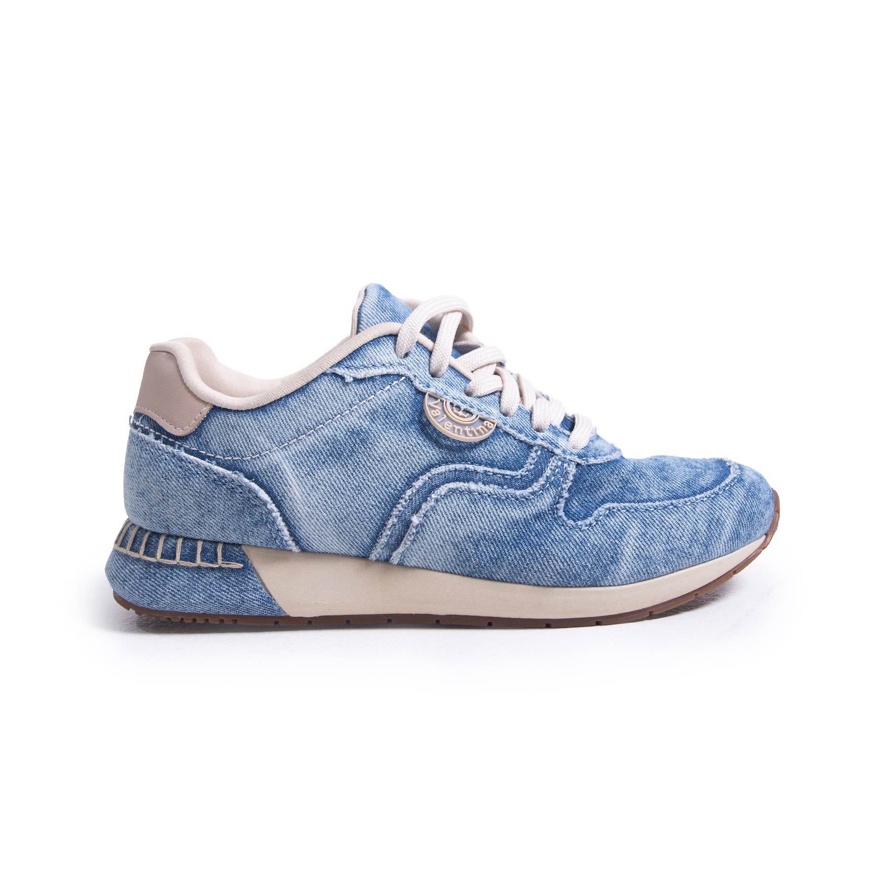 BBX-X TINI VALMETR バルマー Tênis Jogger Jeans Meg Bordado Valentina Flats Azul 650036