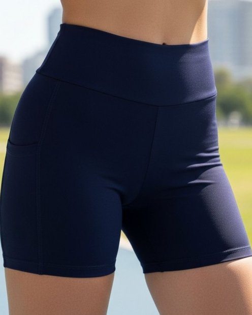 Short Fitness com Bolso Lateral Cós Alto Alta Compressão AB