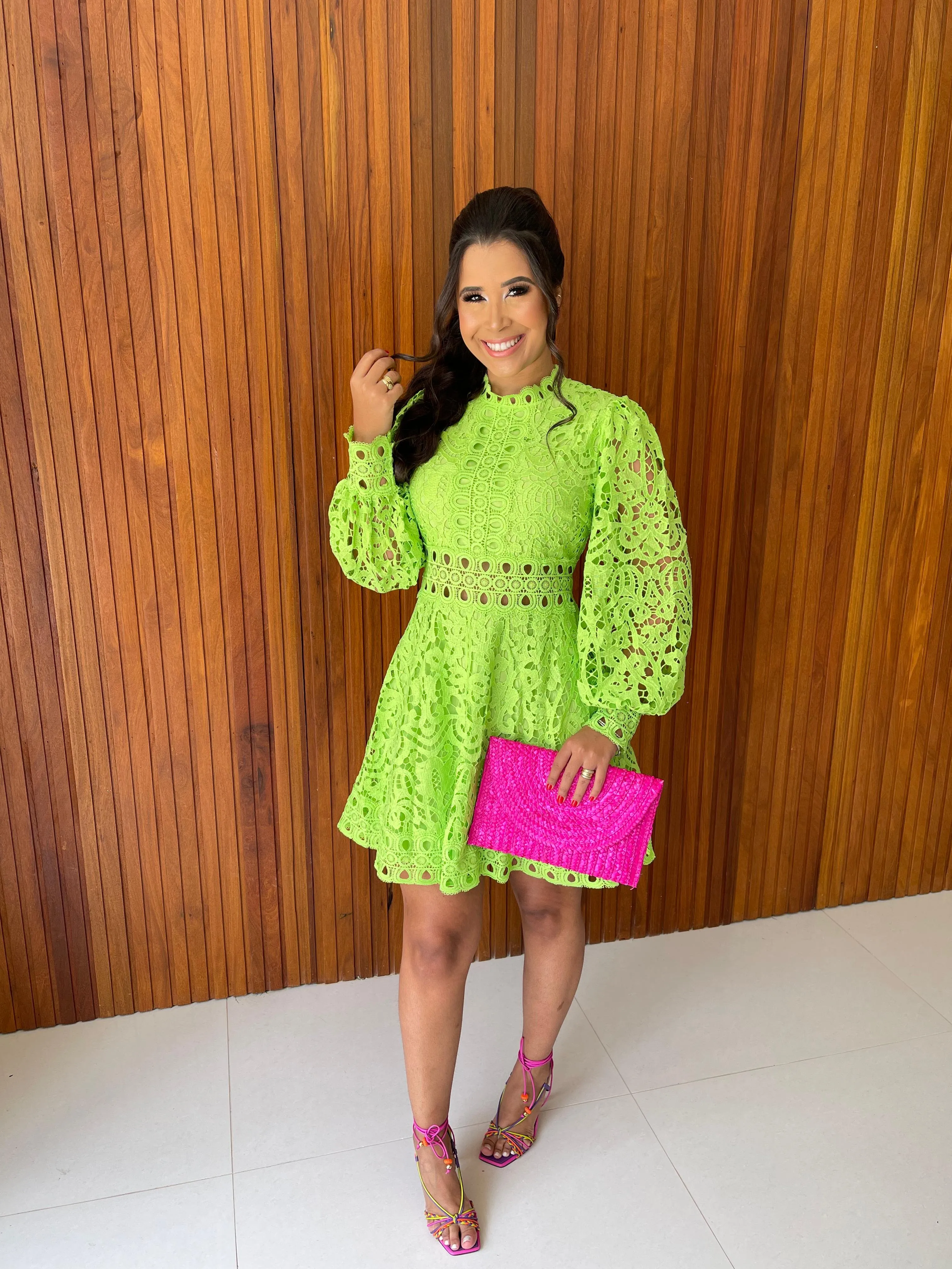 Vestido Sofia Curto Renda Guipir Exclusiva Loja Mailí Loja Maili