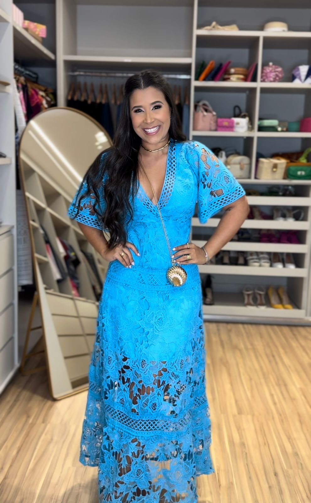 Vestido Ariel Longo Renda Guipir Exclusiva Loja Mailí Loja Maili