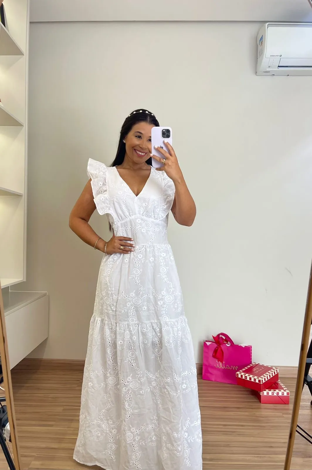 Vestido branco longo deals vual