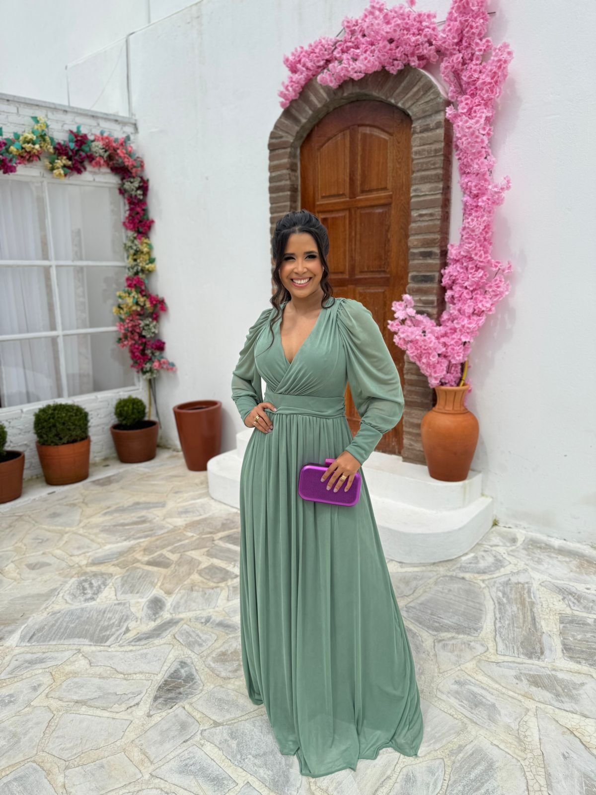 Madrinha Vestido Tule Longo Vestido De Madrinha Com Manga De Tule