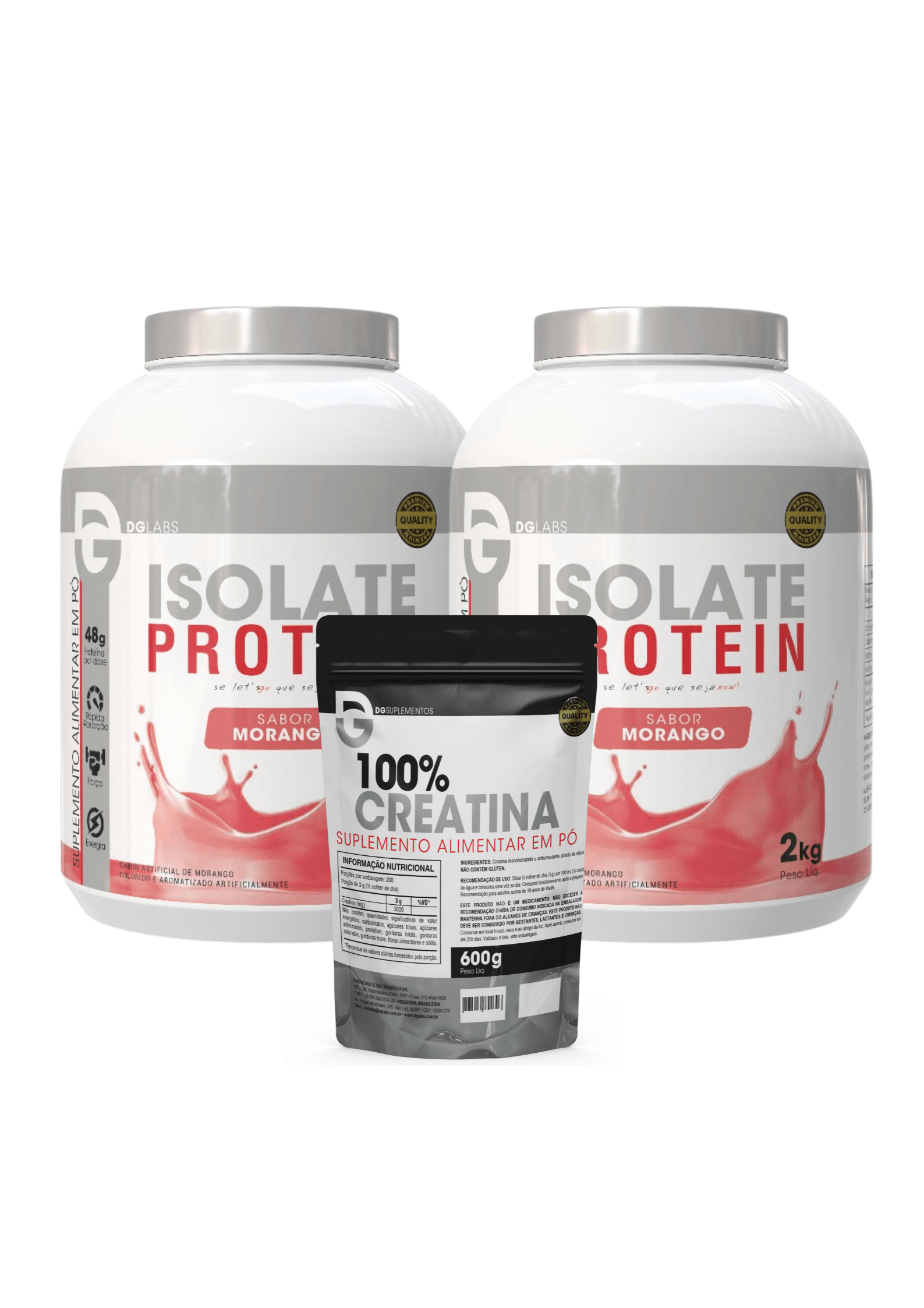 Kit 2x Iso Protein 2kg + Creatina 100% Pura 600g | DG LABS